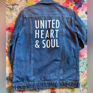 Blue Denim Jacket with printed United Heart & Soul